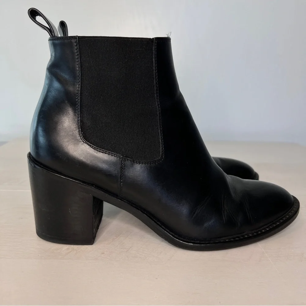 Jenni Kayne Chelsea Black Leather Ankle Heeled Boots